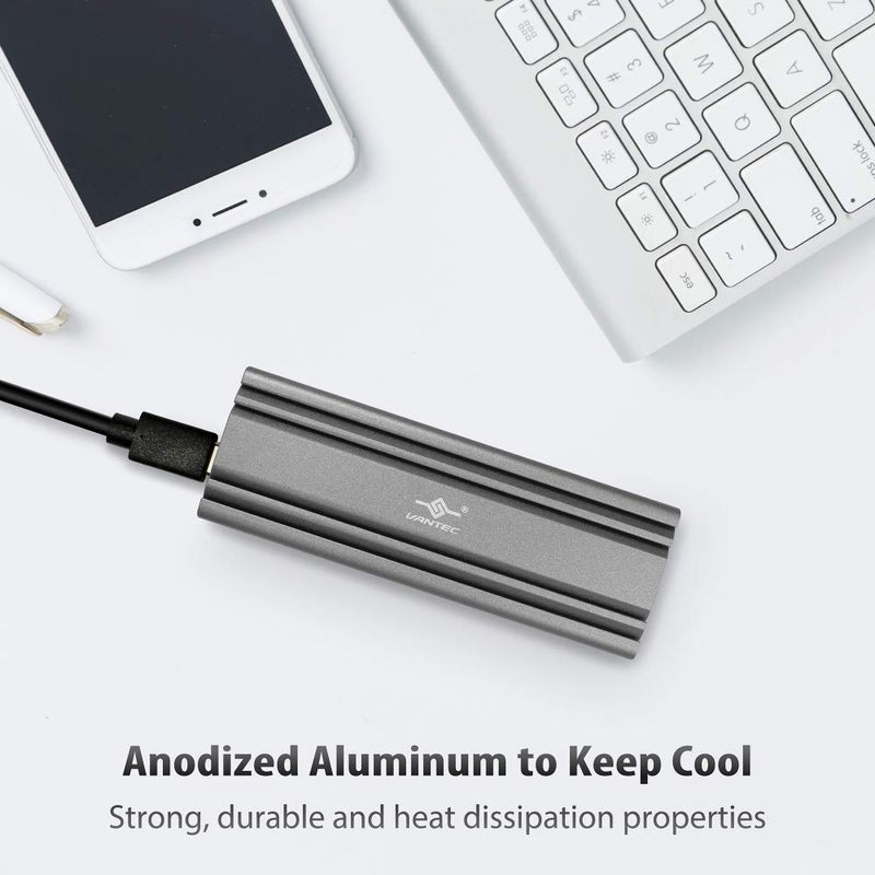 Vantec M.2 Nvme SSD to USB 3.1 Gen 2 Type C Enclosure with C to C Cable, Space Gray Color, ID6 (NST-206C3-SG) - Image 5